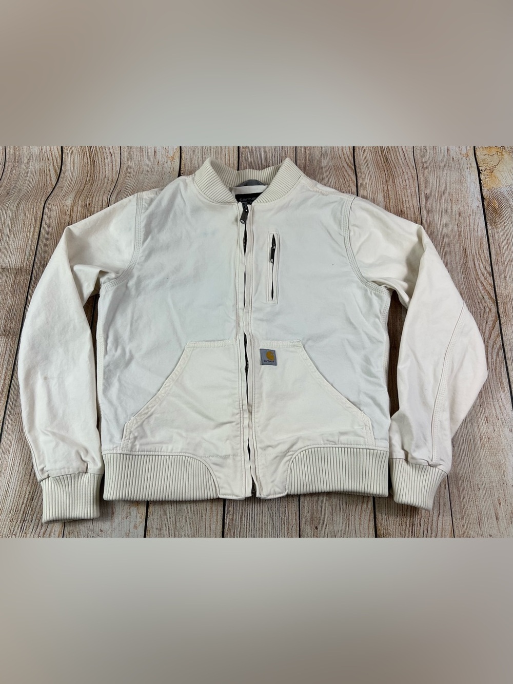 Women’s Carhartt Crawford Canvas Jacket White Mesh Lined 102524 Size Small 4-6